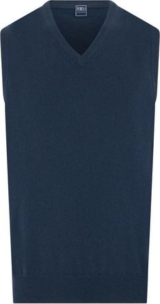 Fedeli Mouwloos Kasjmier V-hals Vest - Heren - V-hals truien - Blauw - L - Kasjmier - Truien & Vesten