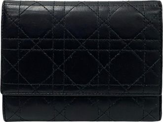 Dior Black Leather Wallet (Tri-Fold) (Pre-Owned)