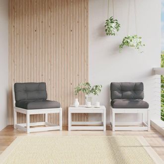 vidaXL Sof&aacute;s De Jard&iacute;n Con Cojines 2 Uds Madera Maciza De Pino Blanco Vidaxl
