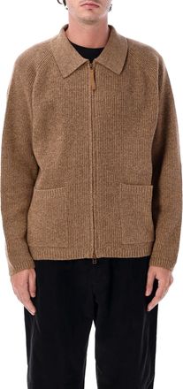 Universal Works Eco Wool Zip Cardigan with Raglan Sleeves and Structured Collar