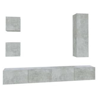 Berkfield Home 5 Piece TV Cabinet Set Concrete Grey Engineered Wood