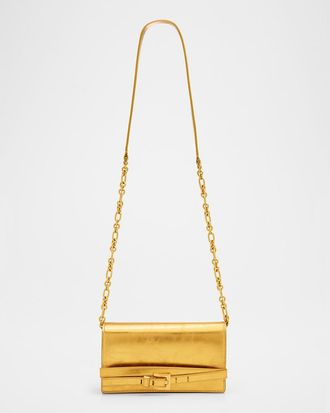 Balmain Anthem Belted Metallic Leather Crossbody Bag