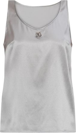 Dolce & Gabbana Zijden top met logo-vormige applicatie - Dames - Tops zonder mouwen - Grijs - S - Tops