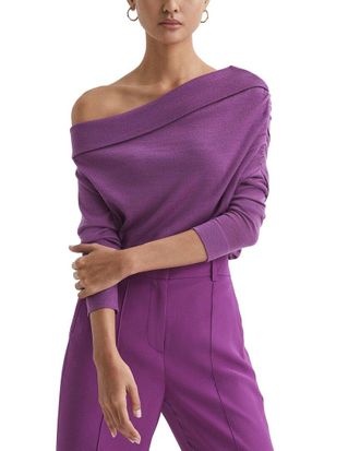 Reiss Gracey Drape Knit Wool Top