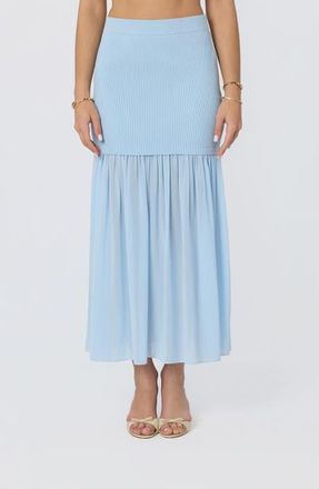 ASTR the Label Halie Mixed Media Maxi Skirt in Light Blue at Nordstrom, Size X-Small