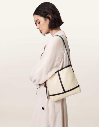 AllSaints Asha - Borsetta in tela bianco sporco