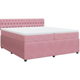 vidaXL Vidaxl - Cama Box Spring Con Colch&oacute;n Terciopelo Rosa 200x200 Cm