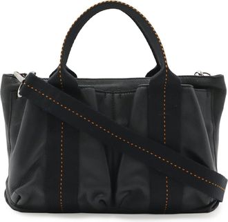 Herm&egrave;s Caravan Horizontal Black Orange Veau Derma Shoulder Bag Tote Bag (Pre-Owned)