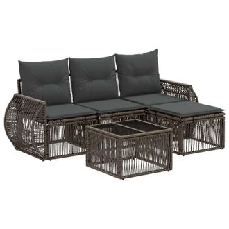 vidaXL Conjunto De Sof&aacute;s De Jard&iacute;n 5 Pcs Gris Y Gris Oscuro Vidaxl