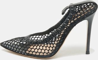 Gianvito Rossi Black Mesh And Leather Trim Alisia Pointed Toe Pumps