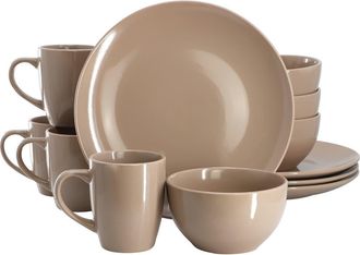 Gibson Home Everyday Plus 12 Piece Stoneware Dinnerware Set in Brown at Nordstrom