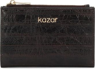 Kazar Bruine portemonnee van reli&euml;fleer met muntvak - Dames - Portefeuilles - Bruin - ONE Size - Leer - Accessoires