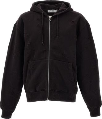 Our Legacy Washed Black Rascal Cropped Organic Cotton Hoodie