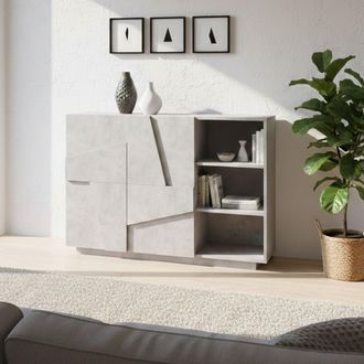 Dmora Mueble De Entrada Con 2 Puertas Y Estantes Abiertos, Made In Italy, Entratina Moderna, Aparador Para Atrio, 121x38h86 Cm, Color Gris Pizarra, Con Emba
