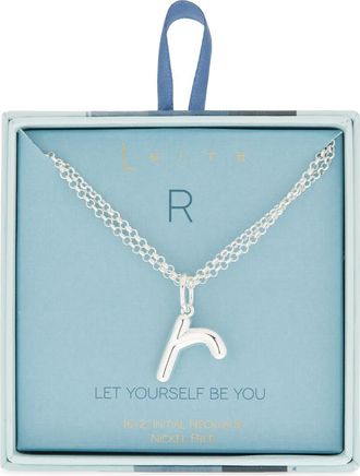 Leith Lowercase Initial Bubble Pendant Necklace in R- Silver at Nordstrom Rack
