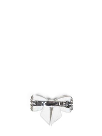 Self Portrait Crystal-Embellished Bow Hair Clip - White