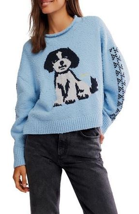 Free People Story Book Cotton Blend Sweater in Clear Skies Combo at Nordstrom Rack, Size Medium