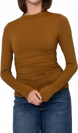 RD Style Funnel Neck Ruched Top In Tumeric