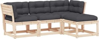 vidaXL Juego De Muebles De Jard&iacute;n 4 Pzas Y Cojines Madera Maciza Pino Vidaxl