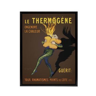 Artery8 Le Thermogene Vintage French Ad Framed Canvas Wall Art Print Cappiello in Brown | Size: W24 x H32