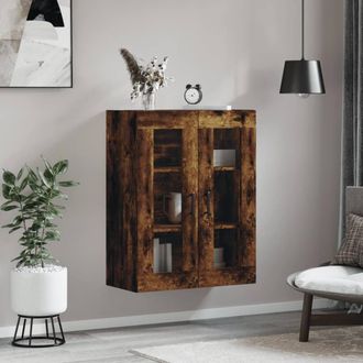 Berkfield Home Wall Mounted Cabinet Smoked Oak 69.5x34x90 cm in Brown