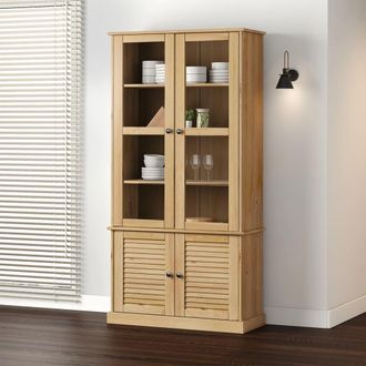 vidaXL Vidaxl - Armario Con Vitrina Vigo Madera Maciza De Pino 85x35x170 Cm