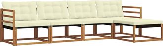 vidaXL Conjunto De Sof&aacute;s De Exterior 5 Uds. Natural Y Crema Vidaxl