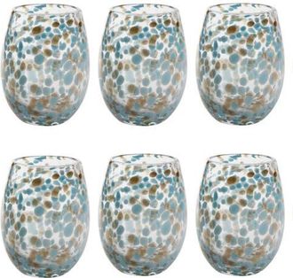 Tag Aqua Blue Confetti Glass Stemless Drinkware Set of 6 at Nordstrom