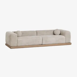 Sklum Sof&aacute; De 4 Plazas Tapizado Envasado Al Vac&iacute;o Con Base En Madera De Acacia Angelan Sklum