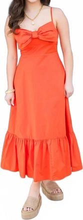 THML Clothing Womens Jenny Bow Detail Midi Dress In Orange