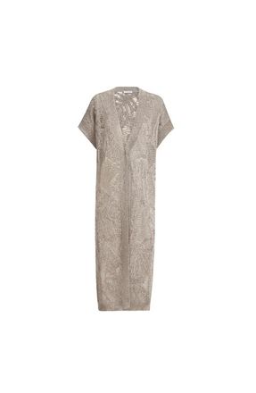 Brunello Cucinelli Dazzling water lilies long cardigan in Mud at Nordstrom, Size Xx-Small Eu