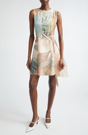 Jason Wu Collage Print Silk Organza & Satin Minidress in Light Pink Multi at Nordstrom, Size 12