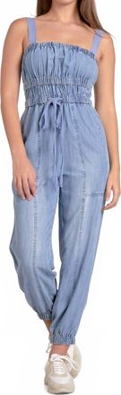 Elan Womens Denim Tank Jumpsuit In Blue