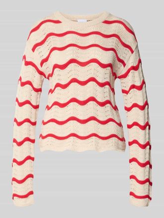 Vila Regular Fit Pullover in Strick-Optik Modell Wave in Rot, Gr&ouml;&szlig;e XL