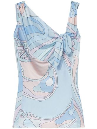 Pucci orchidee-print top - women - Viscose - 40 - Blue