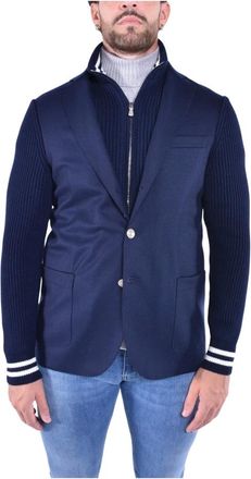 Eleventy Heren, Jassen, Blauw, Maat: S Wol