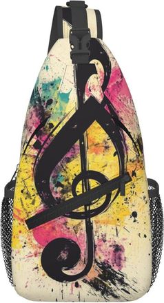Generic Music Symbols Sling Bag Trendy Cross Body Bag Anti Theft Daypack For Casual Traveling Cycling
