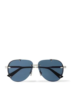 Dior NeoDior A1U Aviator-Style Guilloché Silver-Tone Sunglasses
