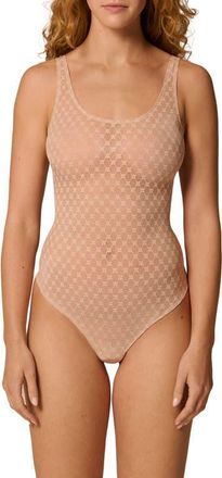 Simone P&eacute;r&egrave;le Plume Embroidered Bodysuit in Peau Rose at Nordstrom, Size X-Small