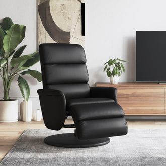vidaXL Vidaxl - Sill&oacute;n Reclinable Con Reposapi&eacute;s Cuero Sint&eacute;tico Negro