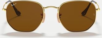 Ray-Ban Occhiali da sole esagonali irregolari oro arista con lenti polarizzate marroni