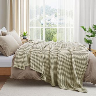 Puredown Organic Cotton Waffle Blanket