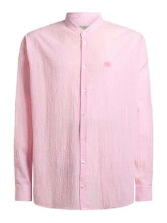 Etro Pink Striped Seersucker Cotton Shirt