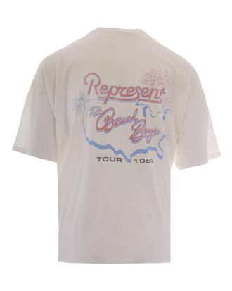 Represent Mens T-Shirt Beach Boys Washed Ecru Cotton T-Shirts And Polos