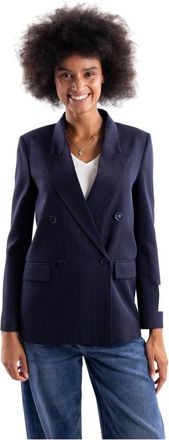 Vicolo Dubbelrijige Maatkostuum Blazer - Dames - Jassen - Blauw - Maat: M Viscose