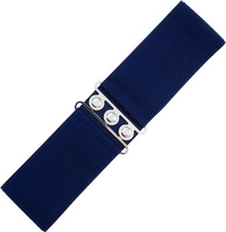 Banned Retro Vintage 1950s Elasticated Wide Nurse Belt - Navy Blue (Medium - UK 10-16)