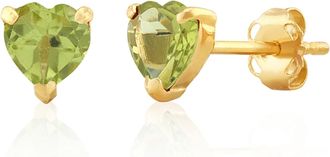 MAX + STONE 925 Sterling Silver 5mm Round Heart Gemstone Hoop Earrings