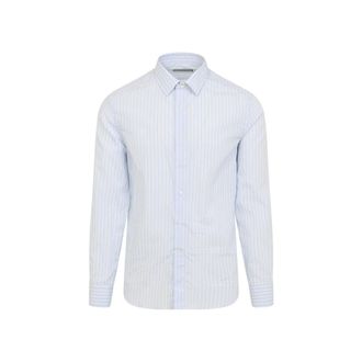 Canali Vertical Stripe Tailored Fit Button-Up Shirt