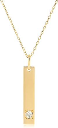 MAX + STONE 14k Yellow or White Gold Bar Pendant Necklace with 3mm Small Round Gemstone