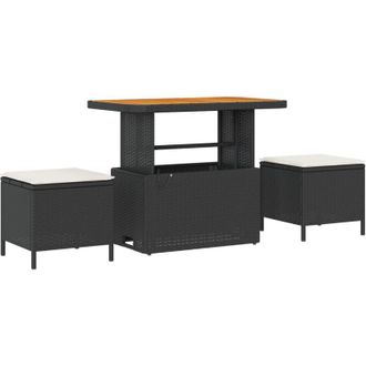vidaXL Conjunto De Comedor De Jard&iacute;n 3 Pcs Negro Polirat&aacute;n Vidaxl